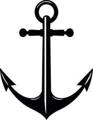 Anchor Shape in Silhouette Vector | Nautical Black Vector Art Illustration
