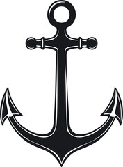 Anchor Shape in Silhouette Vector | Nautical Black Vector Art Illustration