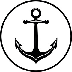 Anchor Shape in Silhouette Vector | Nautical Black Vector Art Illustration