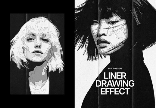 Liner Drawing Poster Effect Mockup