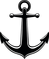Anchor Shape in Silhouette Vector | Nautical Black Vector Art Illustration