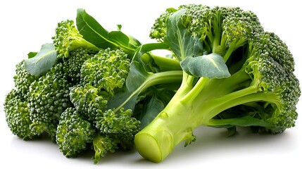 Fresh and healthy broccoli florets on a white background representing nutritious vegetables