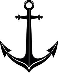 Anchor Shape in Silhouette Vector | Nautical Black Vector Art Illustration