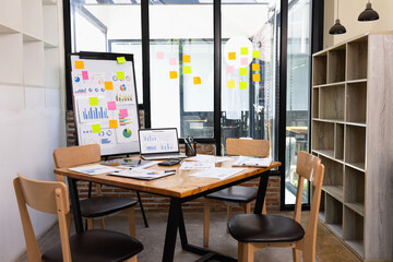 Presentation dashboard analysis data in modern office and meeting room.