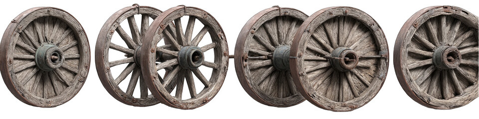 Antique Wooden Cart Wheels