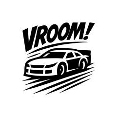 Fototapeta premium Race car racing event logo icon Vroom with transparent background