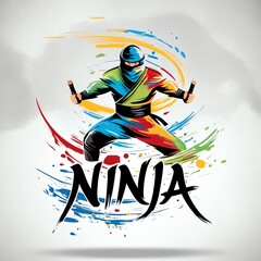 Colorful Ninja Warrior Action Pose