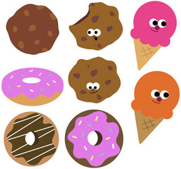 달콤한 디저트 간식 세트