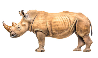 Obraz premium Profile view of a white rhinoceros, isolated on transparent background