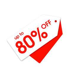 Red Tag PNG Up to 80 Percent Off Label, Max 80% Discount Red PNG Tag, Red Shape Label Showing 80% Off