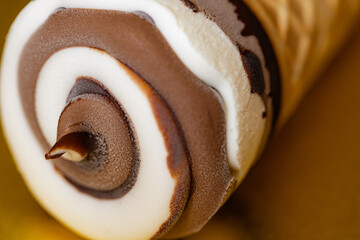 Ice Cream Cone with Chocolate and Vanilla Swirl