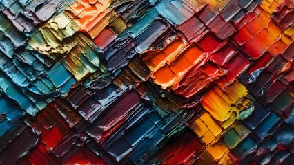 Vibrant Impasto Oil Painting Texture Abstract Colorful Art Background