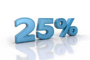 3D Render of 25% Discount  High-Quality Blue Number Design