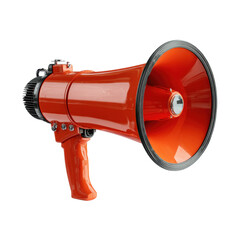 Vibrant Orange Megaphone: Amplify Your Voice on white background