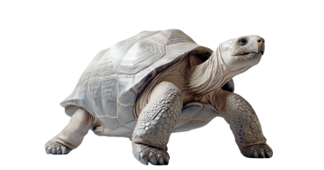 Galapagos tortoise walking forward, isolated on transparent background