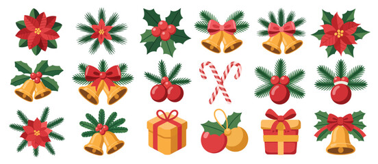 Christmas Festive Icons Collection Red and Gold