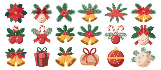 Christmas Decorations Collection Flat Design Elements