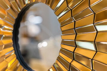 Art Deco Sunburst Mirror with Golden