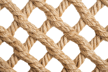 Intricate Rope Netting with Detailed Close-Up of Interwoven Hemp Cords, Showing Texture and Pattern