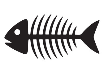 fish bone logo silhouette vector illustration, fish skeleton logo icon silhouette, fishbone silhouette swimming vector illustration, skeleton of fish vector silhouette logo design on white background
