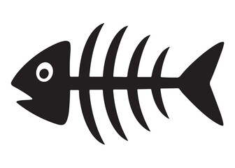 fish bone logo silhouette vector illustration, fish skeleton logo icon silhouette, fishbone silhouette swimming vector illustration, skeleton of fish vector silhouette logo design on white background