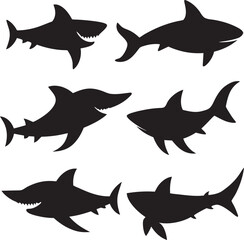 Fototapeta premium set of fish silhouettes