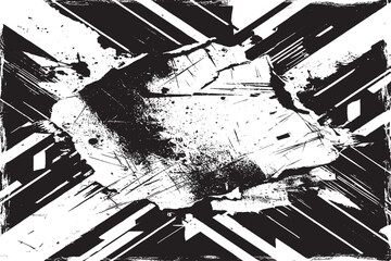 Bold black and white abstract grunge background with diagonal lines and splatter texture perfect for edgy, modern designs and digital art projects.