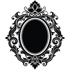 Ornate vintage frame vector graphic design black and white silhouette