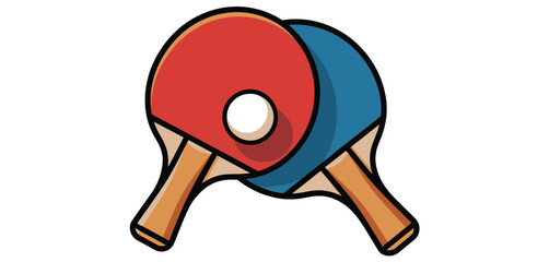 Pair of Ping Pong Paddles Cartoon Illustration