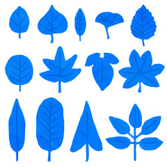 Leaf　blue　アナログ質感　フリーハンド