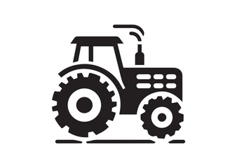 Obraz premium Tractor Icon, Tractor Silhouette Black vector white background