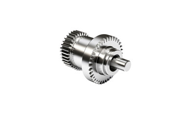 3D render of a metallic gear assembly, showcasing intricate details and precision engineering. background removed