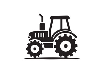 Obraz premium Tractor Icon, Tractor Silhouette Black vector white background