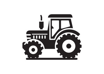 Obraz premium Tractor Icon, Tractor Silhouette Black vector white background