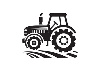 Obraz premium Tractor Icon, Tractor Silhouette Black vector white background
