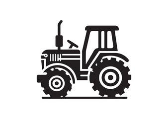 Obraz premium Tractor Icon, Tractor Silhouette Black vector white background
