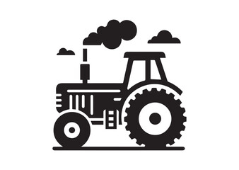 Tractor Icon, Tractor Silhouette Black vector white background
