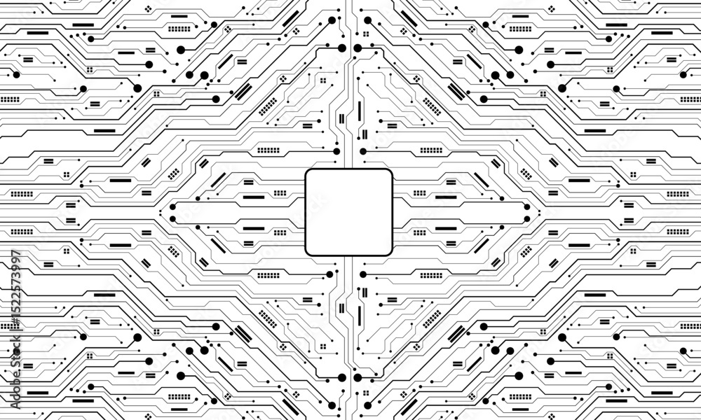 Poster abstract black circuit board technology connected lines electronics elements computer motherboard ch