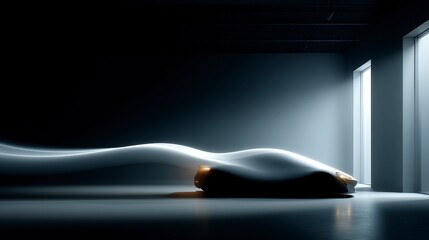 Futuristic Car Design  Abstract White Wave  Cinematic Lighting  Modern Garage