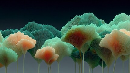 Abstract Green   Peach Floral Design  Dramatic Lighting  AI Art  Nature Inspired   Cinemat