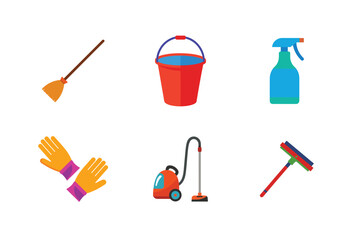 Cleaning Tool Icon Set Vector for Home and Commercial Use