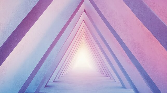 A passage of triangular supports in soft, pastel colors.