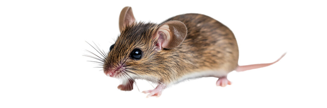 House mouse closeup profile view, isolated on transparent background