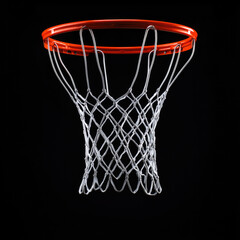 Basketball hoop net metal orange isolated black background front view sports equipment