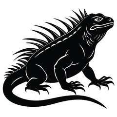 Fototapeta premium Black iguana vector illustration reptile lizard wildlife art silhouette