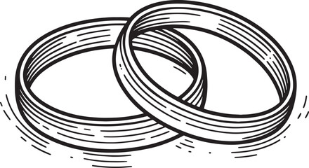  wedding rings  old engraving style vector illustration