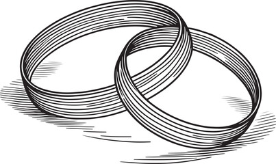  wedding rings  old engraving style vector illustration