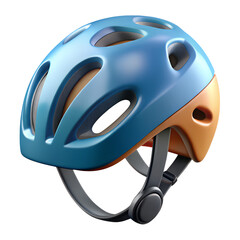 Fototapeta premium Blue bicycle helmet with orange interior isolated on Transparent Background