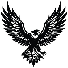 Fototapeta premium Eagle vector illustration bird of prey black and white art silhouette