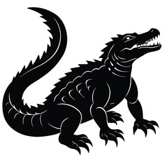 Vector image of a black alligator illustration on white silhouette